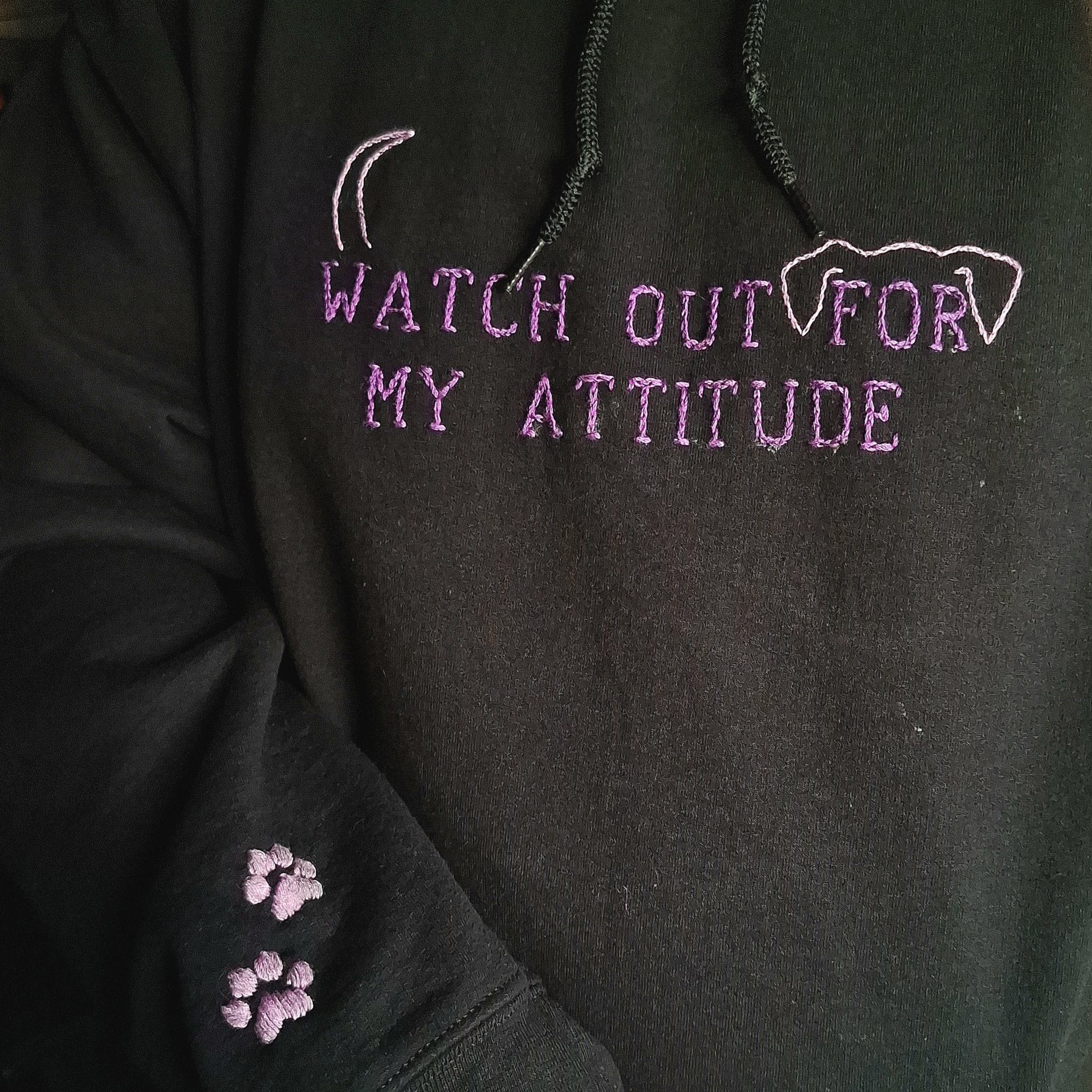 EvyHandmadeDesign - Attitude Couples Hoodie Sweat à capuche - L/XL - Violet/Noir